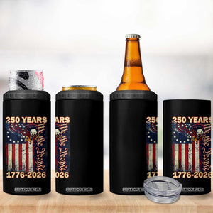 250th Anniversary USA Patriotic 4 in 1 Can Cooler Tumbler 250 Years We The People Vintage Bald Eagle TS11 Print Your Wear