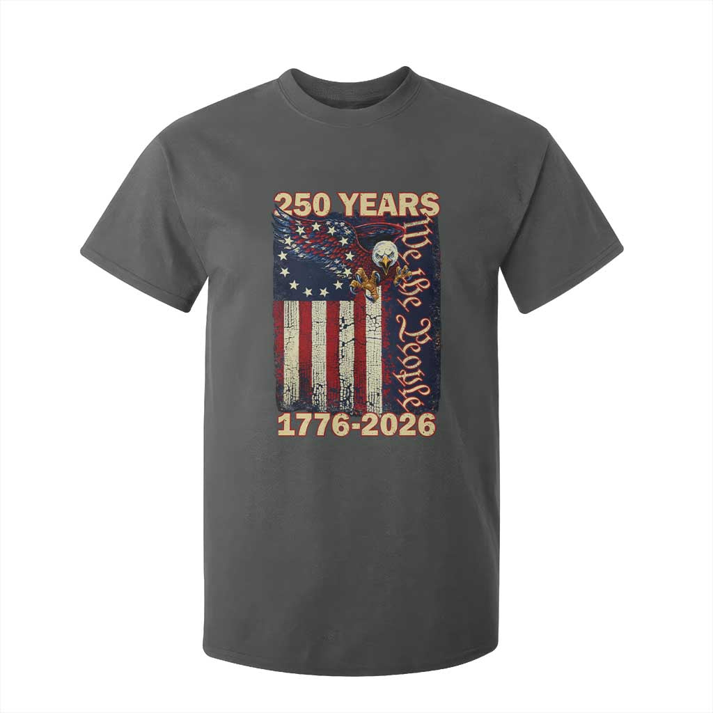 250th Anniversary USA Patriotic T Shirt For Kid 250 Years We The People Vintage Bald Eagle TS11 Dark Heather Print Your Wear
