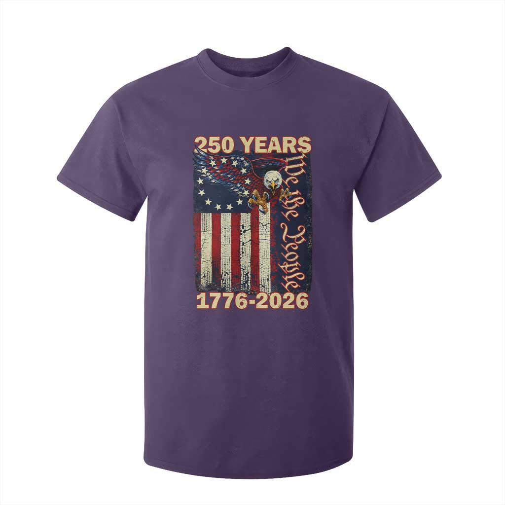 250th Anniversary USA Patriotic T Shirt For Kid 250 Years We The People Vintage Bald Eagle TS11 Purple Print Your Wear