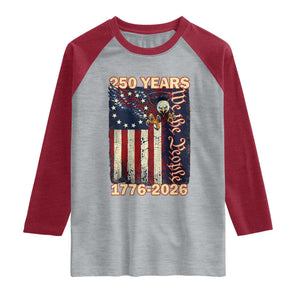 250th Anniversary USA Patriotic Raglan Shirt 250 Years We The People Vintage Bald Eagle TS11 Heather Gray Heather Red Print Your Wear