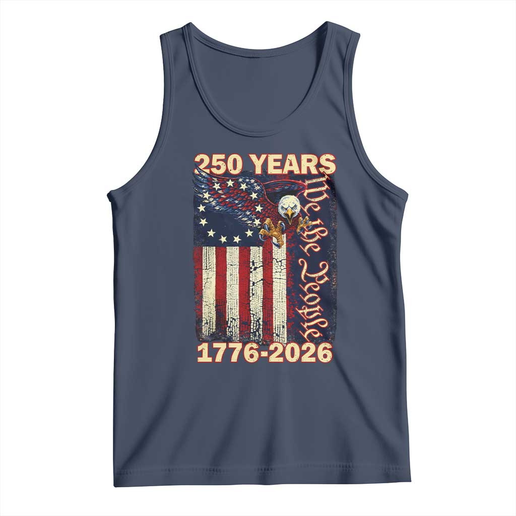 250th Anniversary USA Patriotic Tank Top 250 Years We The People Vintage Bald Eagle TS11 Navy Print Your Wear