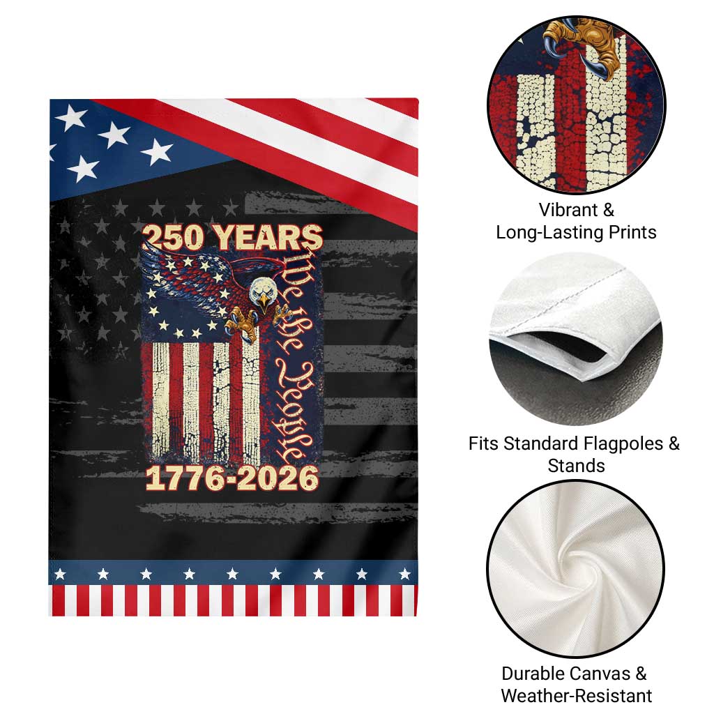 250th Anniversary USA Patriotic Garden Flag 250 Years We The People Vintage Bald Eagle TS11 Print Your Wear