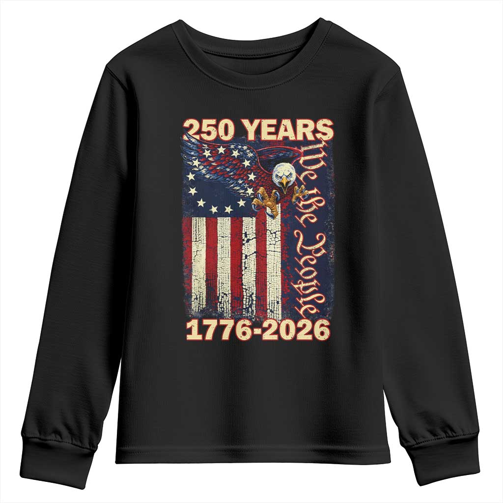 250th Anniversary USA Patriotic Youth Sweatshirt 250 Years We The People Vintage Bald Eagle TS11 Black Print Your Wear