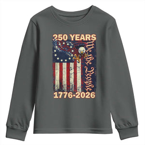 250th Anniversary USA Patriotic Youth Sweatshirt 250 Years We The People Vintage Bald Eagle TS11 Dark Heather Print Your Wear
