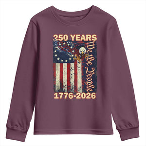 250th Anniversary USA Patriotic Youth Sweatshirt 250 Years We The People Vintage Bald Eagle TS11 Maroon Print Your Wear