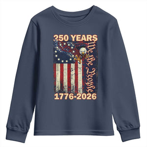 250th Anniversary USA Patriotic Youth Sweatshirt 250 Years We The People Vintage Bald Eagle TS11 Navy Print Your Wear