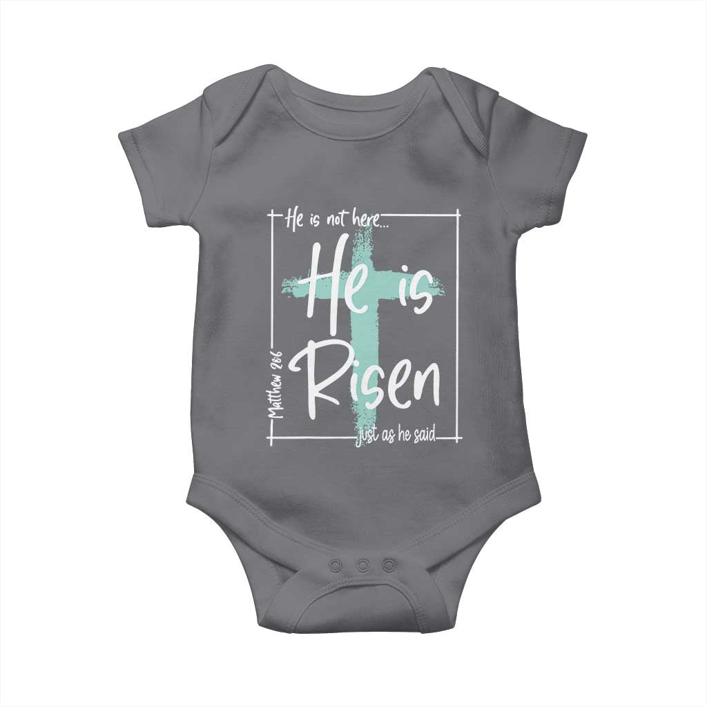 Easter He Is Risen Baby Onesie He Is Not Here Christian Cross TS11 Charcoal Print Your Wear