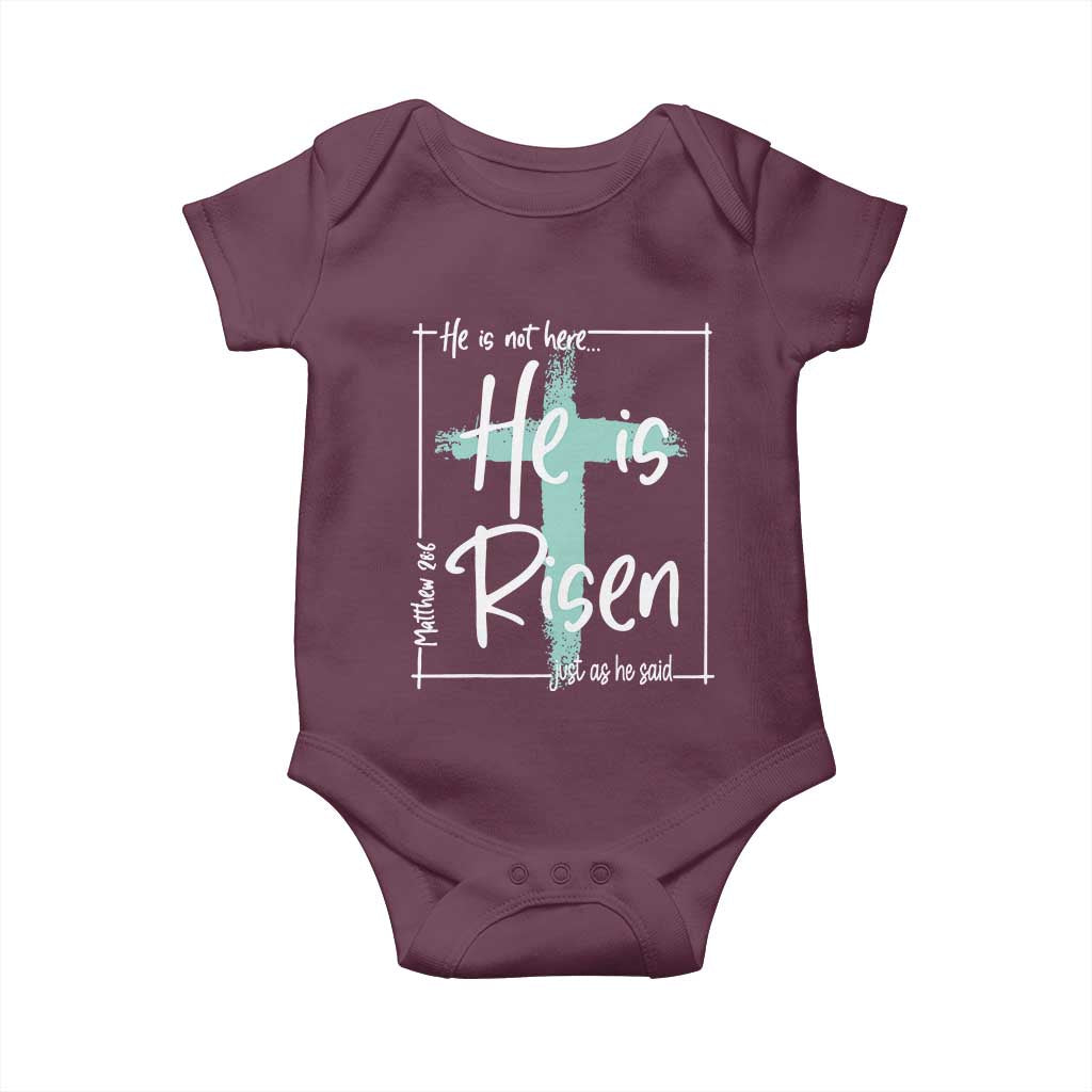 Easter He Is Risen Baby Onesie He Is Not Here Christian Cross TS11 Maroon Print Your Wear