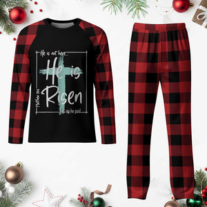 Easter He Is Risen Plaid Pajama Set He Is Not Here Christian Cross TS11 Buffalo Plaid Print Your Wear
