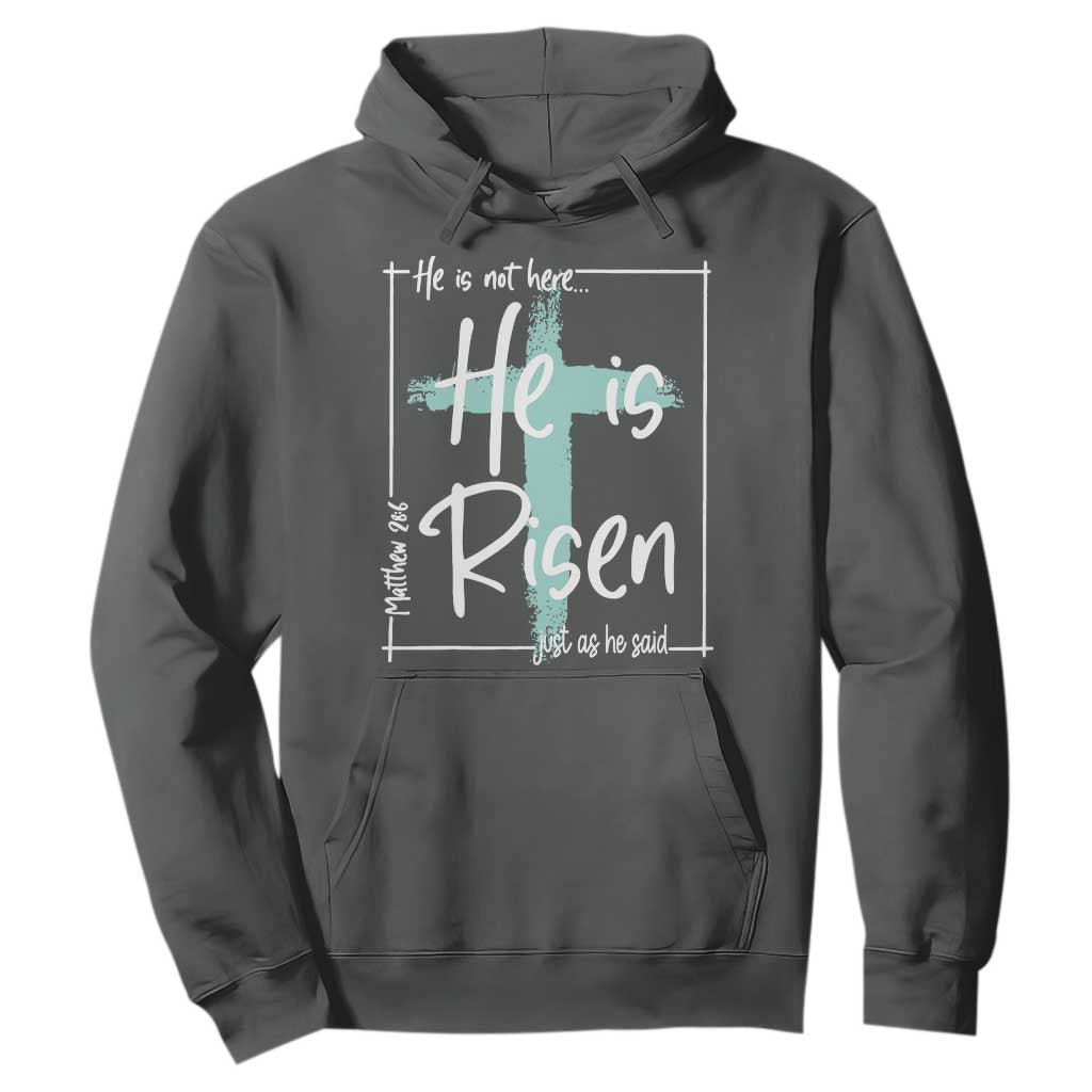 Easter He Is Risen Hoodie He Is Not Here Christian Cross TS11 Dark Heather Print Your Wear