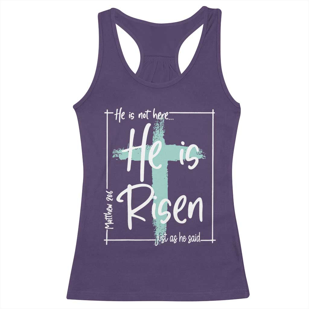 Easter He Is Risen Racerback Tank Top He Is Not Here Christian Cross TS11 Purple Print Your Wear