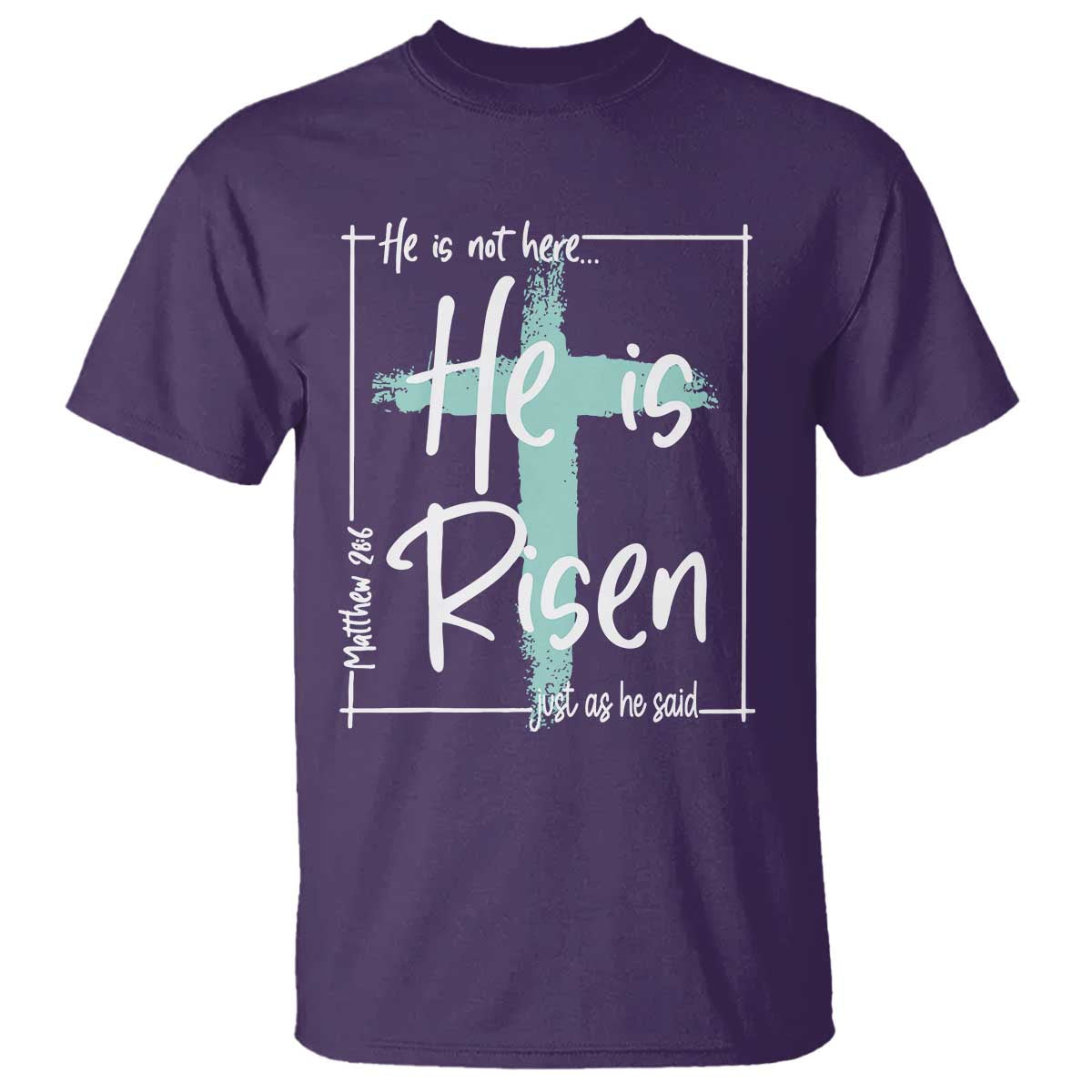 Easter He Is Risen T Shirt He Is Not Here Christian Cross TS11 Purple Print Your Wear
