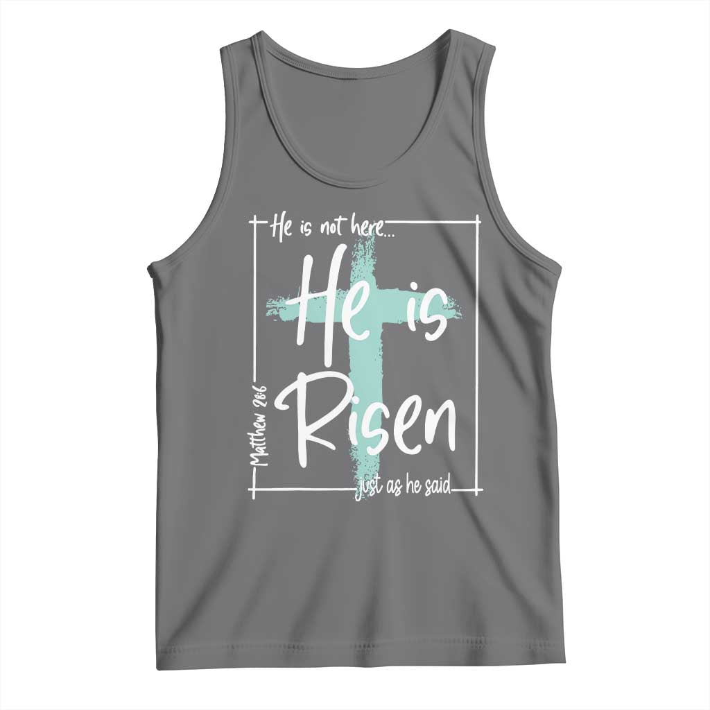 Easter He Is Risen Tank Top He Is Not Here Christian Cross TS11 Black Heather Print Your Wear
