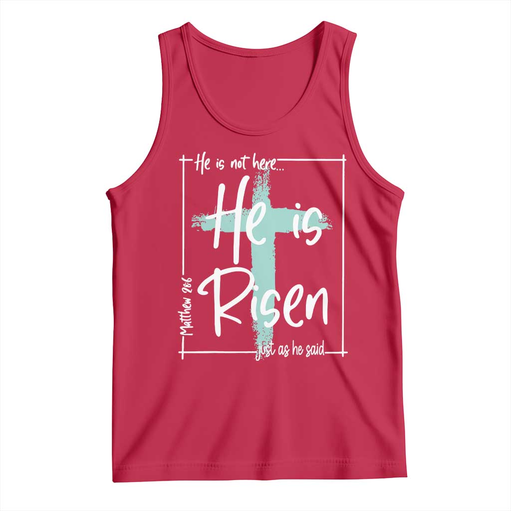 Easter He Is Risen Tank Top He Is Not Here Christian Cross TS11 Red Print Your Wear