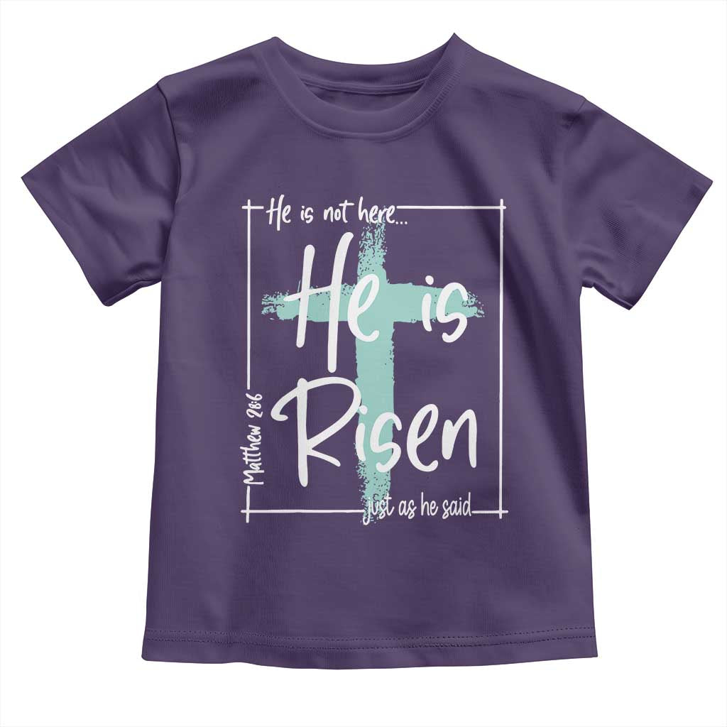 Easter He Is Risen Toddler T Shirt He Is Not Here Christian Cross TS11 Purple Print Your Wear