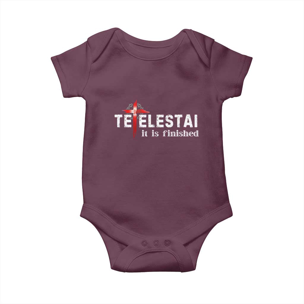 Tetelestai It Is Finished Baby Onesie Jesus Last Words Christian Easter TS11 Maroon Print Your Wear