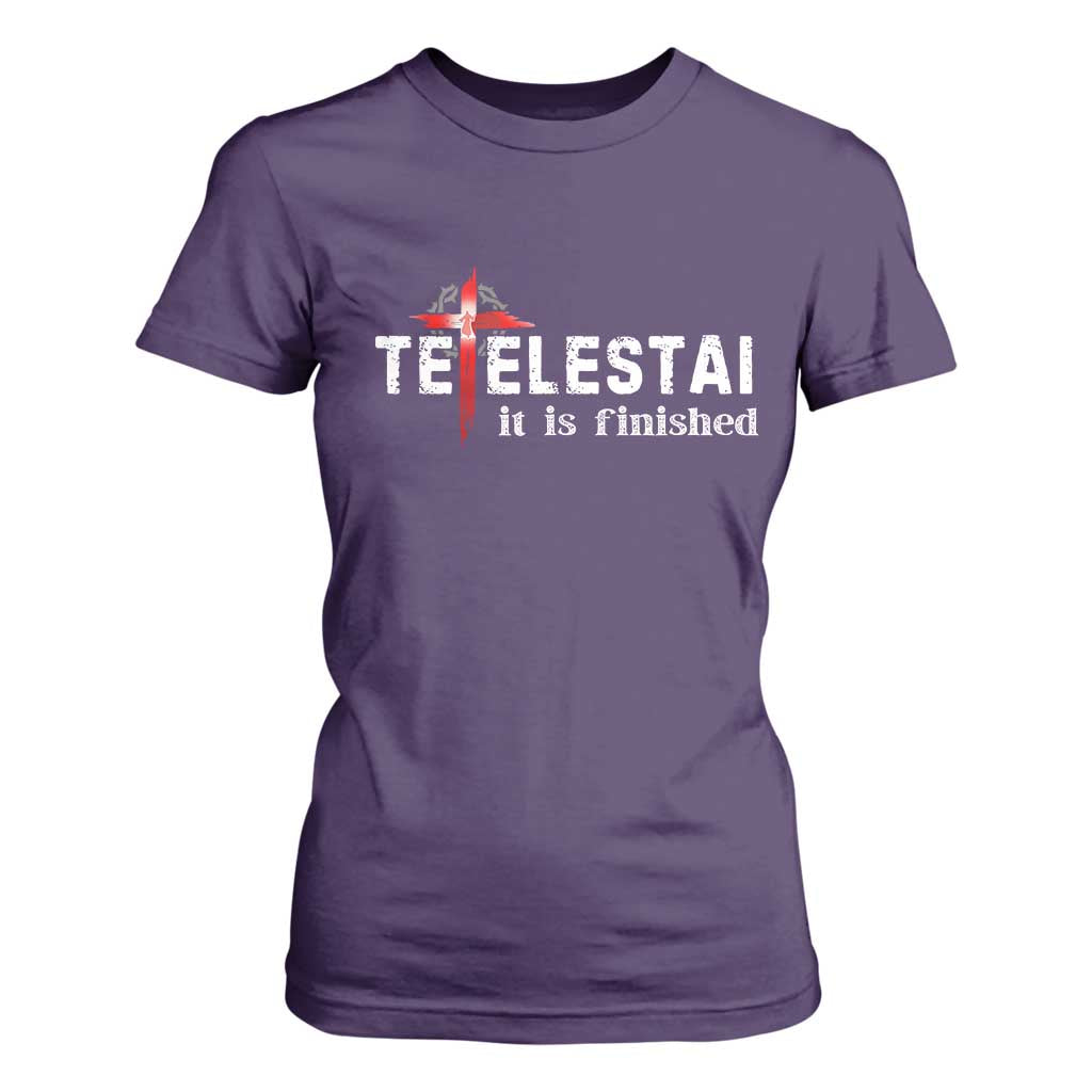 Tetelestai It Is Finished T Shirt For Women Jesus Last Words Christian Easter TS11 Purple Print Your Wear