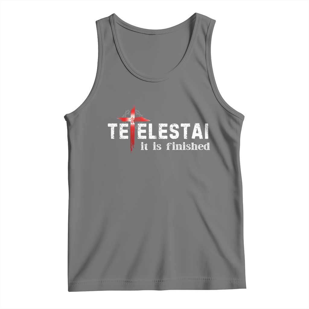 Tetelestai It Is Finished Tank Top Jesus Last Words Christian Easter TS11 Black Heather Print Your Wear