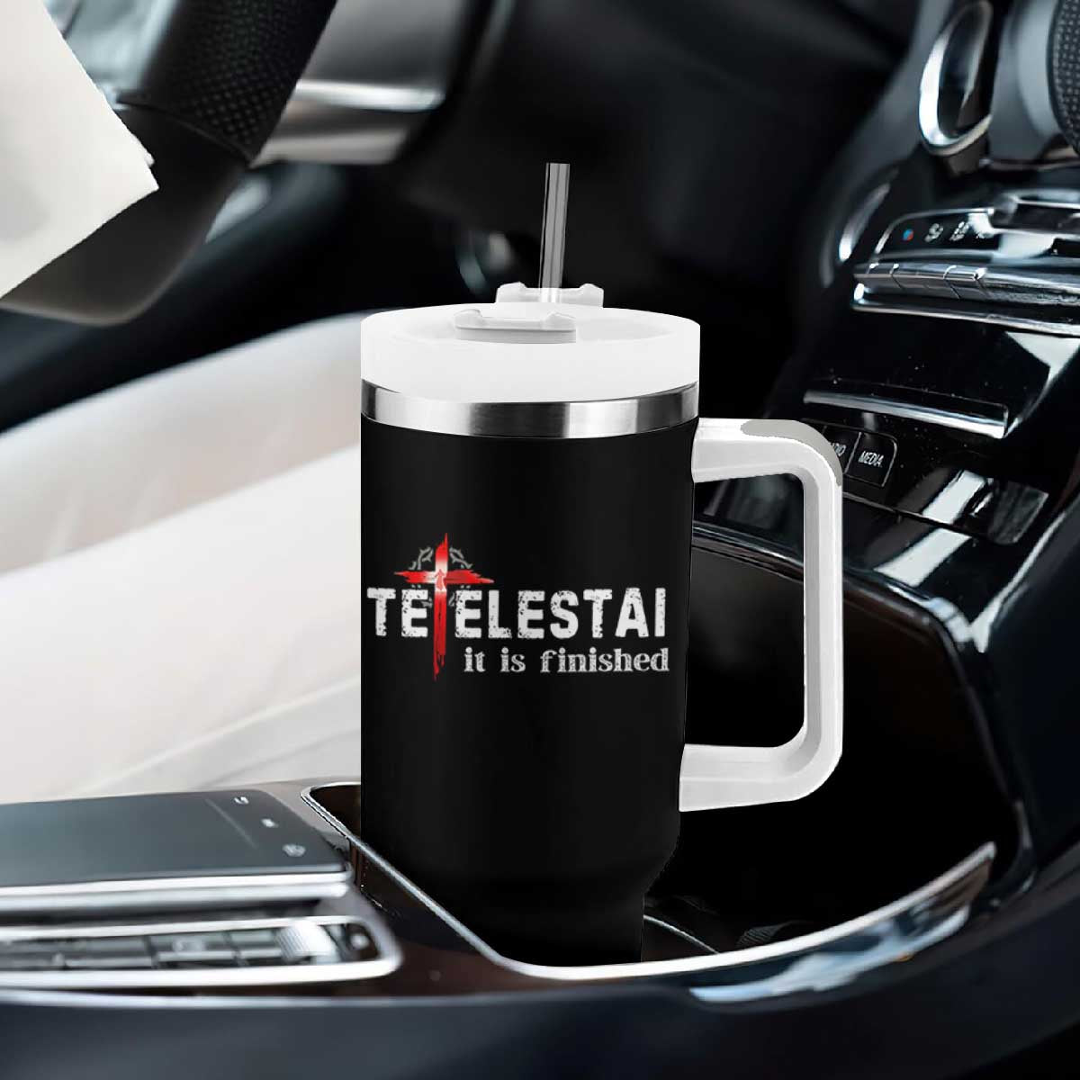 Tetelestai It Is Finished Tumbler With Handle Jesus Last Words Christian Easter TS11 Print Your Wear