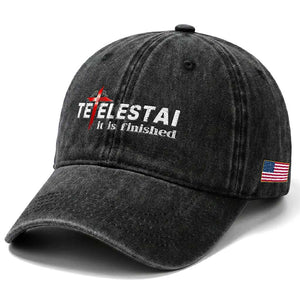 Tetelestai It Is Finished Washed Cotton Baseball Cap Jesus Last Words Christian Easter TS11 Print Your Wear
