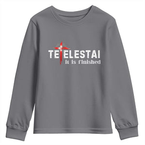 Tetelestai It Is Finished Youth Sweatshirt Jesus Last Words Christian Easter TS11 Charcoal Print Your Wear