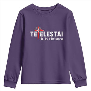 Tetelestai It Is Finished Youth Sweatshirt Jesus Last Words Christian Easter TS11 Purple Print Your Wear