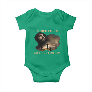 Jesus He Dided For Me So I Live For Him Baby Onesie Christian Religious Bible TS11 Irish Green Print Your Wear