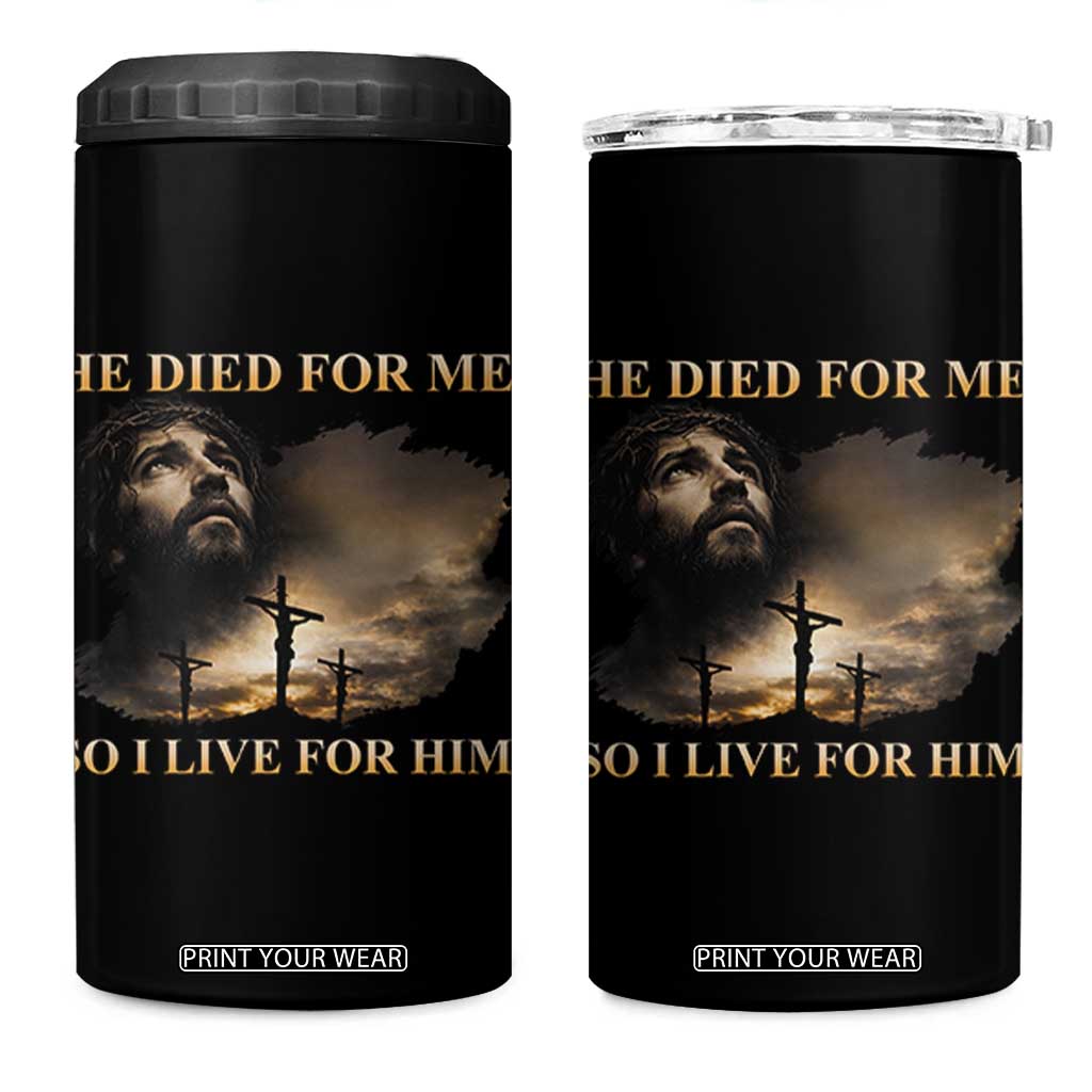 Jesus He Dided For Me So I Live For Him 4 in 1 Can Cooler Tumbler Christian Religious Bible TS11 One Size: 16 oz Black Print Your Wear
