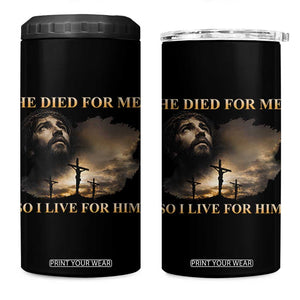 Jesus He Dided For Me So I Live For Him 4 in 1 Can Cooler Tumbler Christian Religious Bible TS11 One Size: 16 oz Black Print Your Wear
