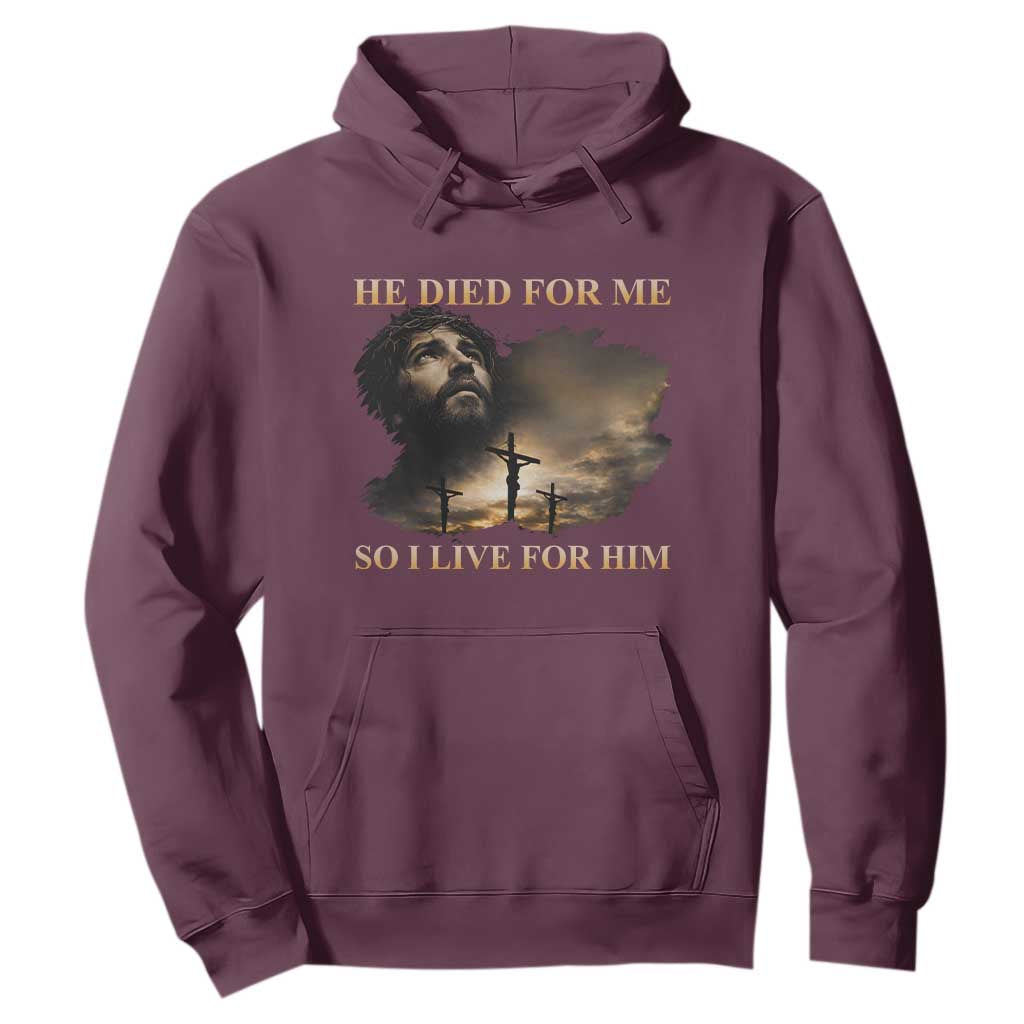 Jesus He Dided For Me So I Live For Him Hoodie Christian Religious Bible TS11 Maroon Print Your Wear