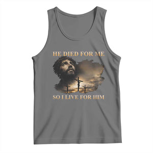 Jesus He Dided For Me So I Live For Him Tank Top Christian Religious Bible TS11 Black Heather Print Your Wear