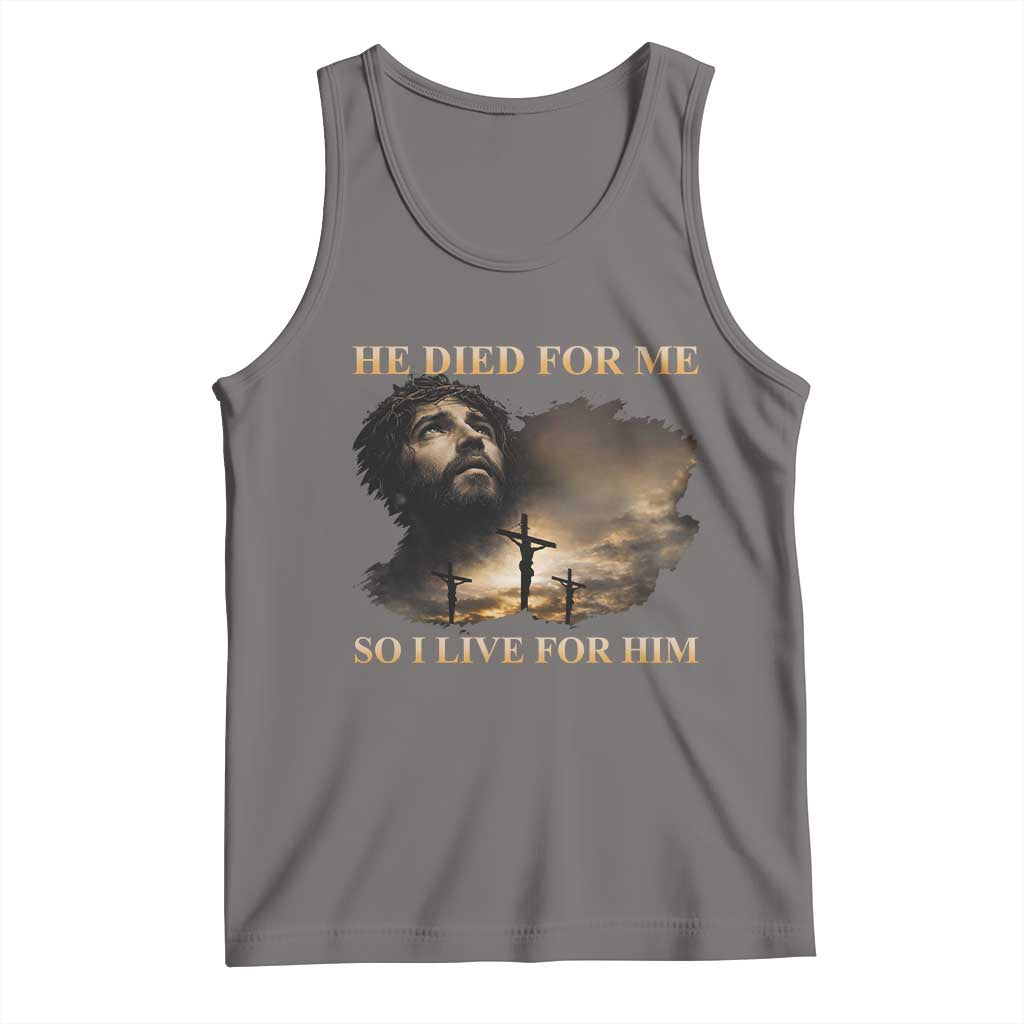 Jesus He Dided For Me So I Live For Him Tank Top Christian Religious Bible TS11 Deep Heather Print Your Wear