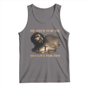 Jesus He Dided For Me So I Live For Him Tank Top Christian Religious Bible TS11 Deep Heather Print Your Wear