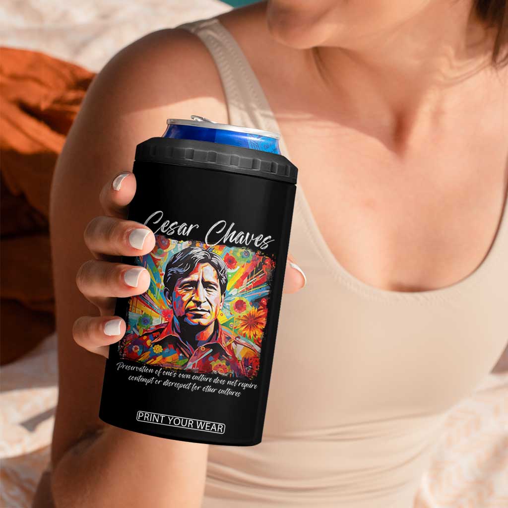 Cesar Chavez 4 in 1 Can Cooler Tumbler Preservation Of Ones Own Culture Does Not Require Contempt TS11 Print Your Wear
