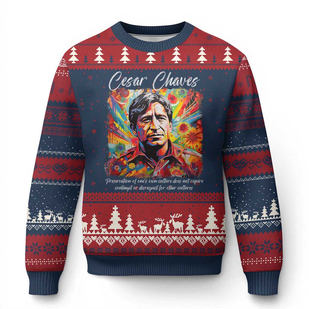 Cesar Chavez Ugly Christmas Sweater Preservation Of Ones Own Culture Does Not Require Contempt TS11 Navy Red Print Your Wear