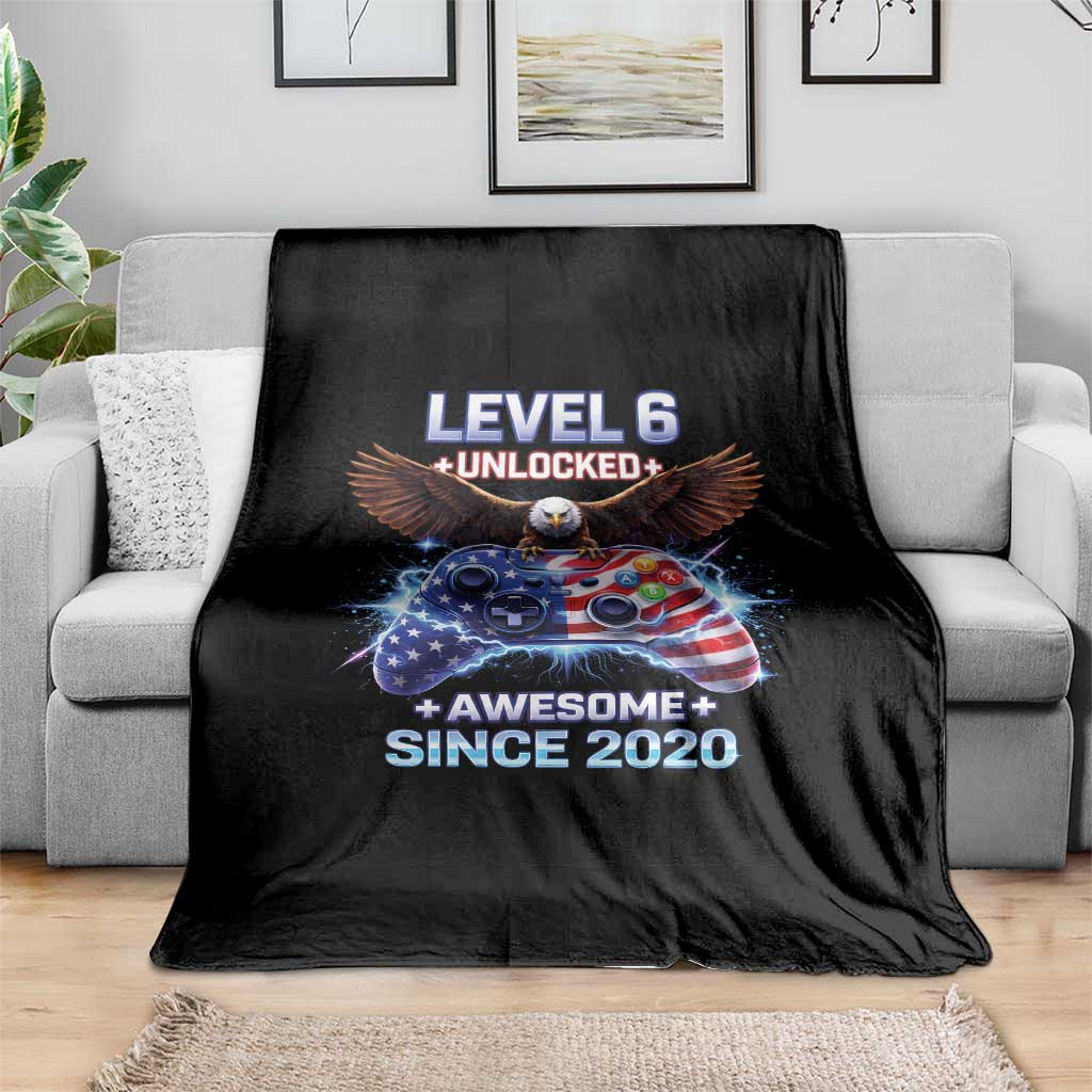 Funny 6th Birthday Throw Blanket Level 6 Unlocked Awesome Since 2020 USA Gamer TS11 Print Your Wear