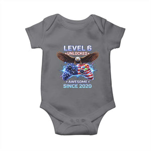 Funny 6th Birthday Baby Onesie Level 6 Unlocked Awesome Since 2020 USA Gamer TS11 Charcoal Print Your Wear