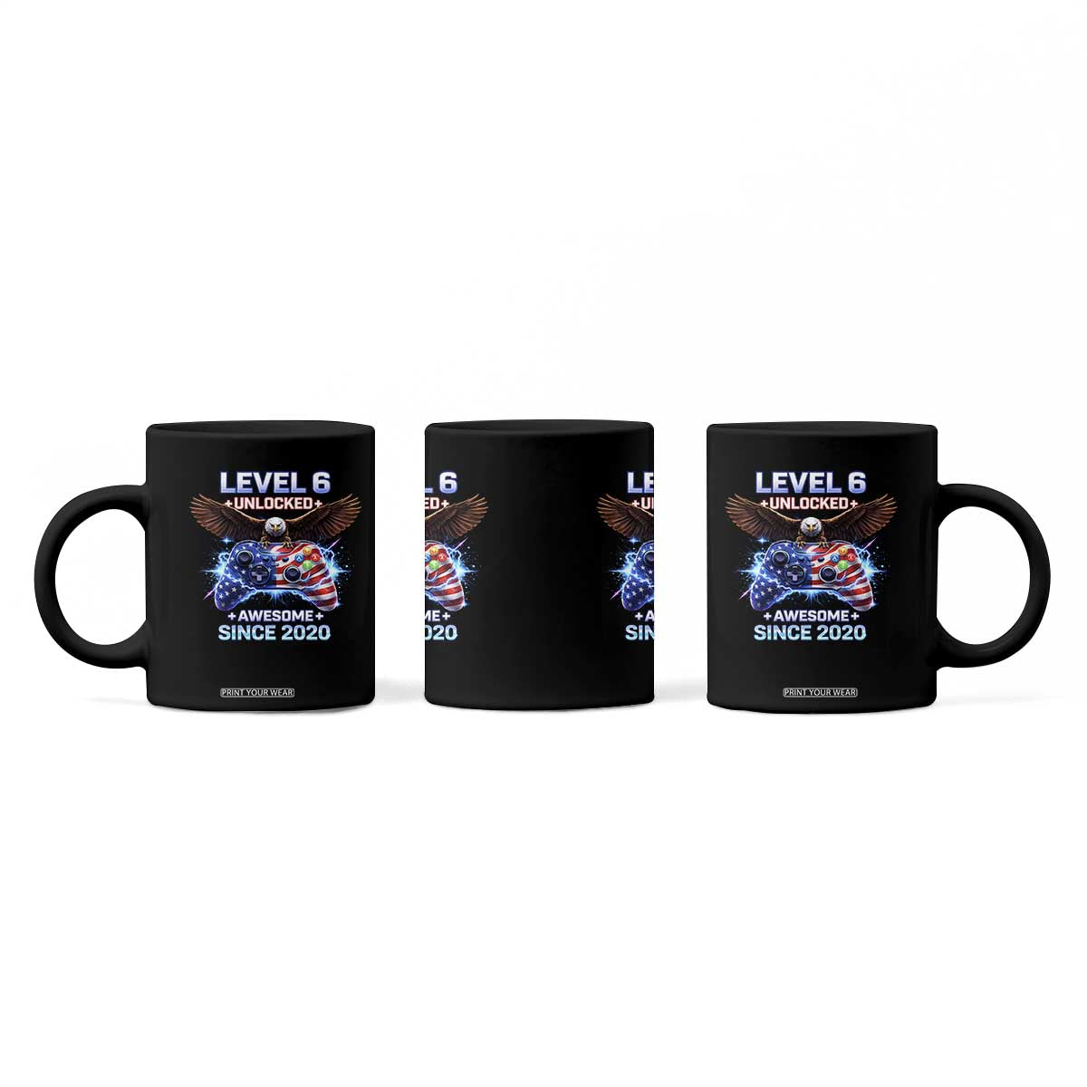 Funny 6th Birthday Coffee Mug Level 6 Unlocked Awesome Since 2020 USA Gamer TS11 Print Your Wear