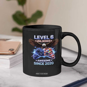 Funny 6th Birthday Coffee Mug Level 6 Unlocked Awesome Since 2020 USA Gamer TS11 Print Your Wear