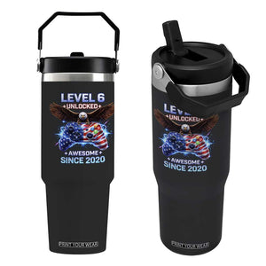 Funny 6th Birthday Flip Straw Tumbler Level 6 Unlocked Awesome Since 2020 USA Gamer TS11 One Size: 30 oz Black Print Your Wear
