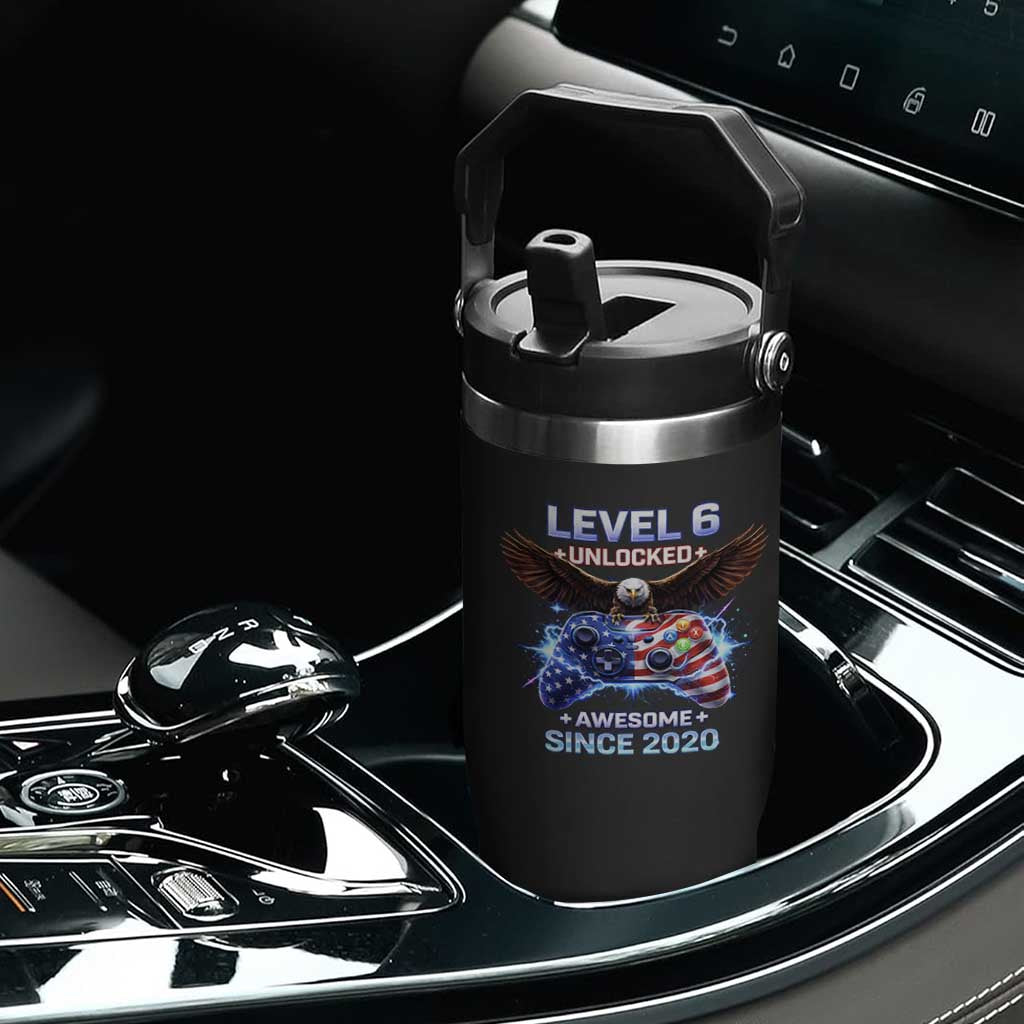 Funny 6th Birthday Flip Straw Tumbler Level 6 Unlocked Awesome Since 2020 USA Gamer TS11 Print Your Wear