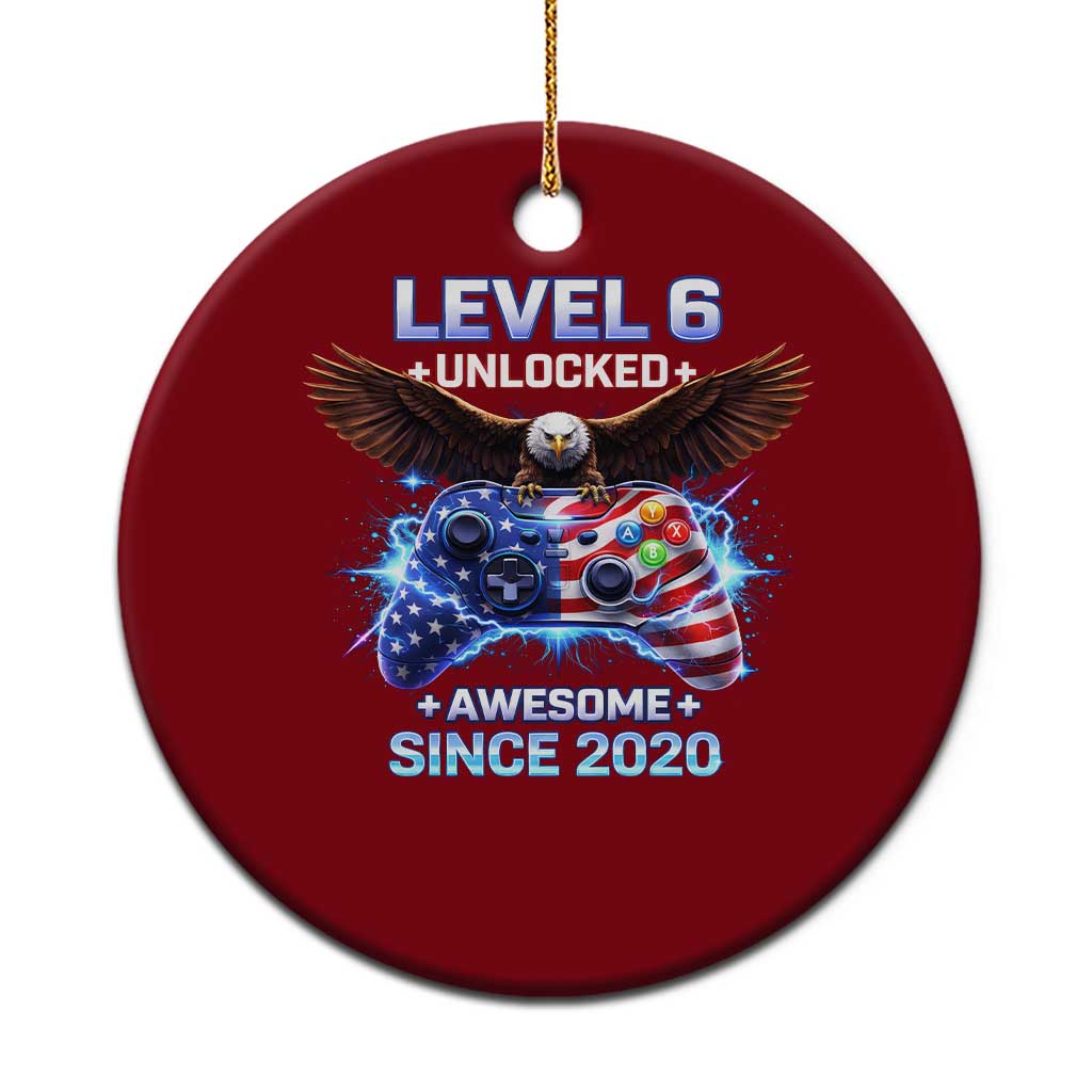 Funny 6th Birthday Ceramic Ornament Level 6 Unlocked Awesome Since 2020 USA Gamer TS11 1pc Red Print Your Wear