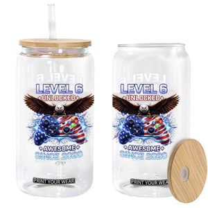 Funny 6th Birthday Glass Can Level 6 Unlocked Awesome Since 2020 USA Gamer TS11 Print Your Wear
