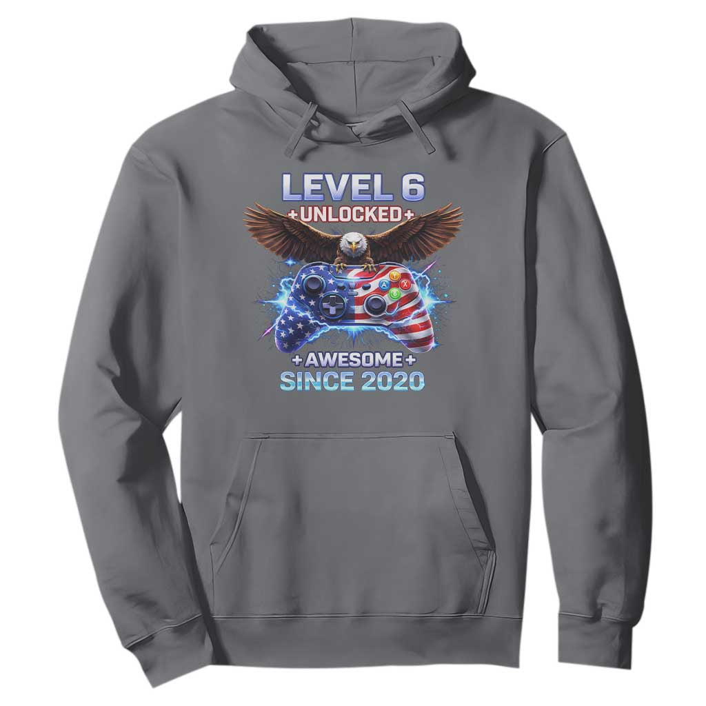 Funny 6th Birthday Hoodie Level 6 Unlocked Awesome Since 2020 USA Gamer TS11 Charcoal Print Your Wear
