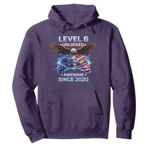 Funny 6th Birthday Hoodie Level 6 Unlocked Awesome Since 2020 USA Gamer TS11 Purple Print Your Wear