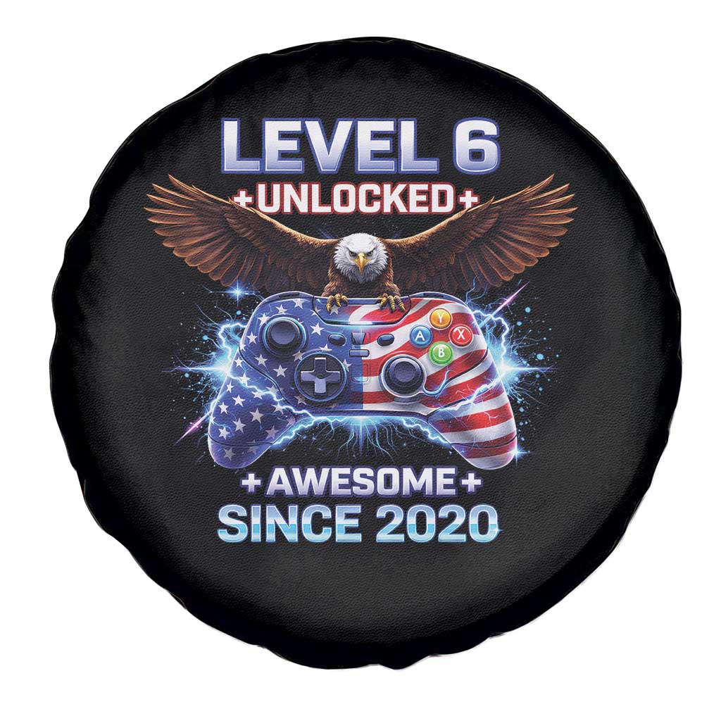 Funny 6th Birthday Spare Tire Cover Level 6 Unlocked Awesome Since 2020 USA Gamer TS11 Print Your Wear