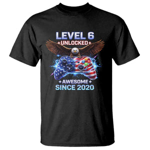 Funny 6th Birthday T Shirt Level 6 Unlocked Awesome Since 2020 USA Gamer TS11 Black Print Your Wear