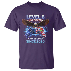 Funny 6th Birthday T Shirt Level 6 Unlocked Awesome Since 2020 USA Gamer TS11 Purple Print Your Wear
