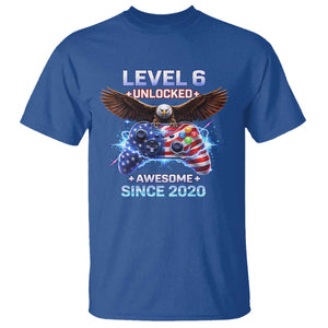 Funny 6th Birthday T Shirt Level 6 Unlocked Awesome Since 2020 USA Gamer TS11 Royal Blue Print Your Wear