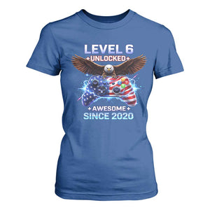 Funny 6th Birthday T Shirt For Women Level 6 Unlocked Awesome Since 2020 USA Gamer TS11 Royal Blue Print Your Wear